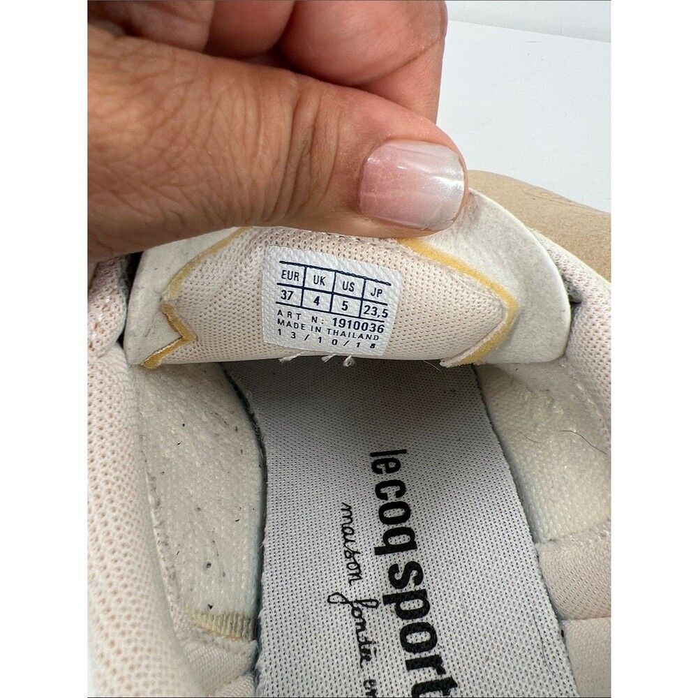 Le Coq Sportif White Sneakers with Green Heel Tab and Tricolor Lace Detail - Picture 8 of 9
